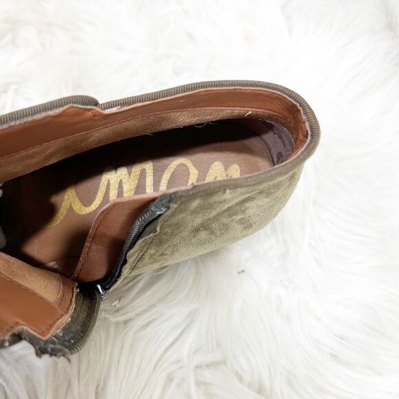 Sam Edelman Womens Size 9.5 Suede Olive Green Petty Ankle Zip Booties Leather - Picture 9 of 16